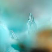 Anglesite with Chrysocolla from Singer Mine, Goodsprings Dist., Clark Co., NV
FOV: 0.97 mm